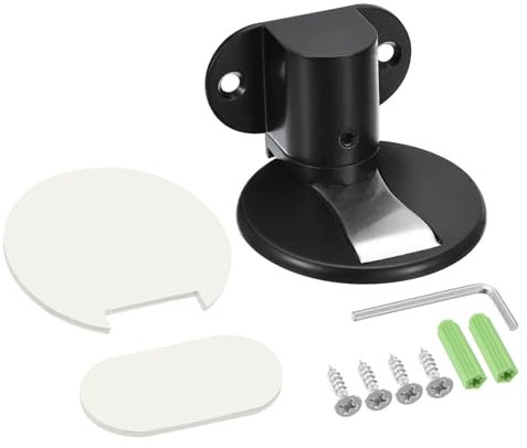 uxcell Magnetic Door Stopper, Adjustable Door Stops Door Catch Magnets Floor Door Holder with Self Adhesive and Screws, Black
