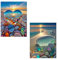 XongSyue 2 Pack Diamant Painting, 5D Diamond Painting Erwachsene Herzförmiger Kristall Bunte Steine, Sunny Beach Diamant Painting Bilder, für DIY Geschenk, Wanddekoration, 30x40cm