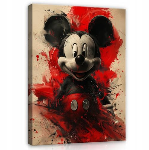 WallArena Leinwand Bilder Maus - 30x40 cm - Pop Art | Leinwandbilder, Bild auf leinwand, Wandbild XXL groß Wandbilder für Wohnzimmer Schlafzimmer Wohnzimmerbilder