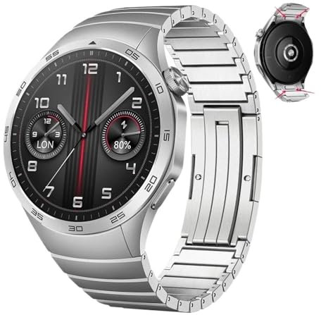 Svincoter Correa de metal sin espacios for Huawei Watch GT4 de 46 mm, reloj inteligente, pulsera reemplazable original for Huawei Watch GT 4 de 46 mm, correa de acero(Silver)
