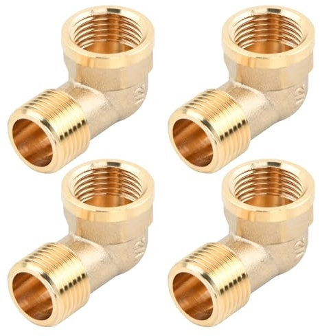 4 Pezzi Arco in Ottone a 90°, 1/2 IG/AG, Angolo di Raccordo a 90 Gradi per Rubinetto, Radiatore, Aria Condizionata, Tubi del Gas