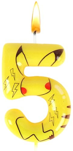 Kerze Nummer 5, Kerzen Geburtstags, Pika Geburtstagsdeko, Kerze Kuchen, Deko Geburtstagskerzen, Party Kerzen, Themenkerzen, Gelbe, Geburtstagsdekoration, Hochzeitsjubiläen, Babypartys