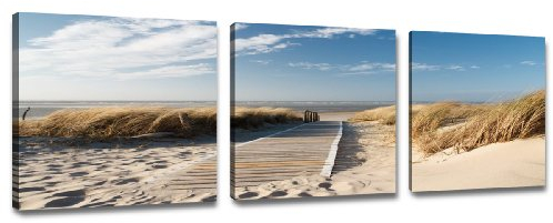 Visario 150 x 50 cm Bild auf Leinwand Ostsee Nordsee 4221-SCT deutsche Marke und Lager - Die Bilder/das Wandbild/der Kunstdruck ist fertig gerahmt