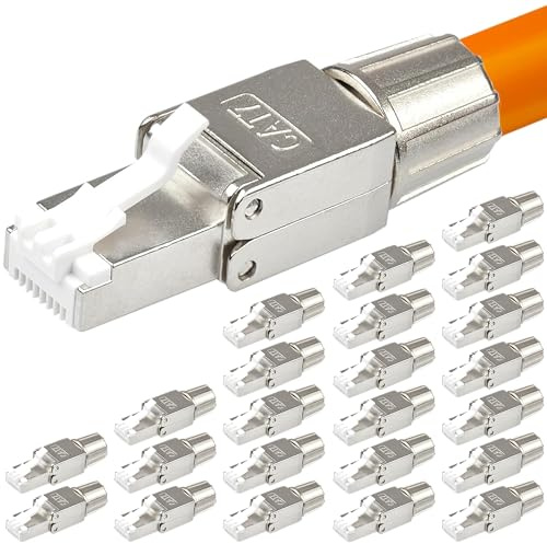 24x CAT 7 RJ45 Stecker 10 GBit/s 600 MHz Netzwerkstecker werkzeuglos PoE für CAT8 CAT7A CAT7 CAT6A Netzwerkkabel Verlegekabel Installationskabel AWG 22-24 LAN Kabel Crimpstecker Vergoldete Kontakte