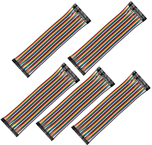 sourcing map Female to Female 40P Jumper Wire 2 to 2.54mm Pitch Ribbon Cable Breadboard DIY 20cm Long 5pcs