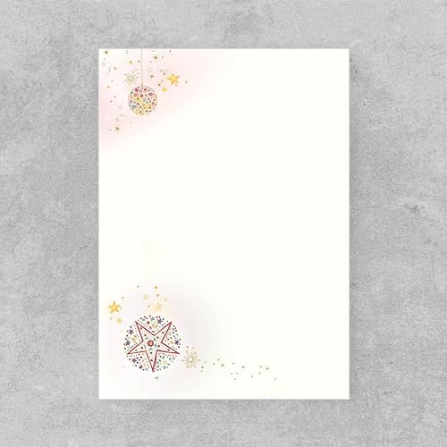 PremiumLine Briefpapier Weihnachten mit Umschlag, DIN A4 | Hochwertiges geripptes Feinpapier 100g/m² | Hergestellt aus FSC®-zertifiziertem Holz | 10 Blatt inkl 10 Umschläge, Weihnachtsbriefpapier