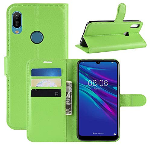 HualuBro Funda para Huawei Y6s, Funda Libro de Cuero PU Premium con Tapa y Cartera Flip Cover Magnético Carcasa para Huawei Y6s Case (Verde)