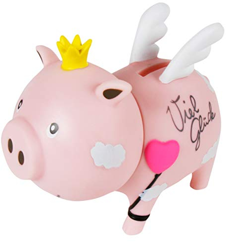 MIK funshopping Spardose Sparschwein - Ideal zum Sparen oder als Geldgeschenk-Verpackung (Viel Glück)