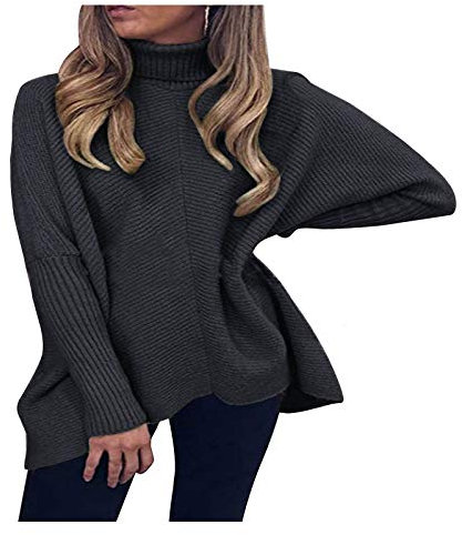 qiaoxiahe Sweatshirt Hoher Kragen Pullover Langarm Winter Elegante Warm Winterpullover Strickpulli Sweater lässig Outwear Strickpullover Sweater Rollkragen Pullover Kuscheliger Jumper Strick Pulli