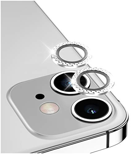 DIKKAR Protecteur D'objectif de Caméra pour iPhone 12/12Mini, Anti-Scratch HD Verre Trempé Alliage D'aluminium Anneau Métallique Cercle Film de Protection D'écran,Installation Facile (Pétillant)