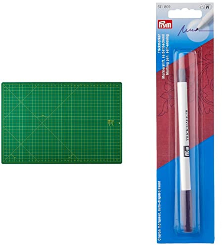 Prym 611382 Schneideunterlage cm/inch-Einteilung, 90x60cm & Trick-Marker (selbstlöschend), violett