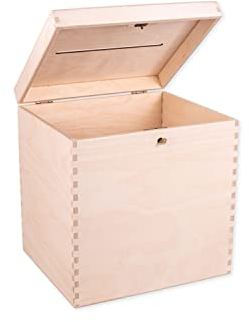 Unfinished Lockable Wooden Wedding Card Box, Decoration, Organisation, Large Natural Wood Craftsmanship, Rustic Home Decor, Keepsake, Chest 29 x 25 x 30 cm.