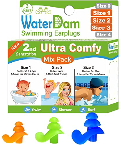 WaterDam Schwimm-Ohrstöpsel, wasserdicht, ultra-bequem, verhindern Schwimmerohr