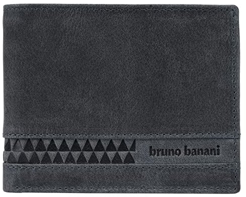 bruno banani kleine Geldbörse im Querformat Echt Leder Herren | RFID Geldbörse, Brieftasche aus Rindleder, Portemonnaie 2-Fach klappbar, Geldtasche 8 Kartenfächer | 021756