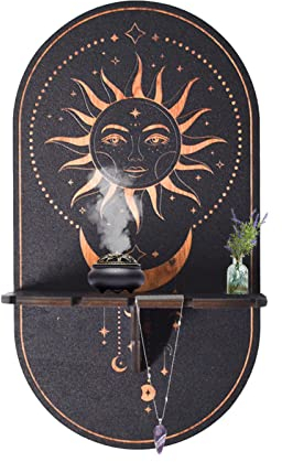 Imtrub Kristall-Display- - Wandregale für Kristalle - Kerzenhalter mit Mond und Sternen als Wanddekoration für drinnen und draußen