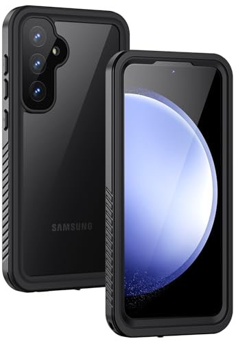 Lanhiem for Samsung Galaxy S23 FE Case, IP68 Waterproof Dustproof Case with Built-in Screen Protector, Full Body Heavy Duty Shockproof Protective Cover for Galaxy S23 FE - Black/Clear