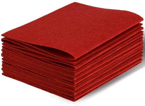 Feutrine Tissu En Feutre 10 Pièces, 18 X 28.5cm Feuille Feutre, 1mm Feuille De Feutre Doux, Feutre Tissu Pour Les Décorations De Fête Projet D'art Et D'artisanat (Rouge)