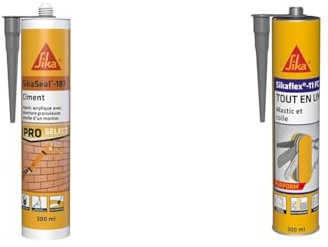 Sika -SikaSeal-187 Ciment, Gris, Mastic acrylique granuleux aspect mortier idéal petites réparations & lex 11 FC Purform Gris Béton, Mastic, joint et collage multi-usages, mastic-colle multi-supports