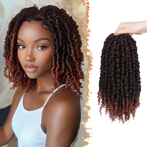 BARSDAR Passion Twist Crochet Hair, 30 cm 8 Packs Pré-torsadés Courte Bouclée Crochet Passion Twist Locs Crochet Braids Pre-Looped Synthétiques Extensions de Cheveux Crochet T350#