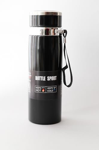 Insulated Vacuum Flask 800ml - Double Wall Stainless Steel Thermos for Hot Drinks, Wide Mouth Travel Bottle (Black)