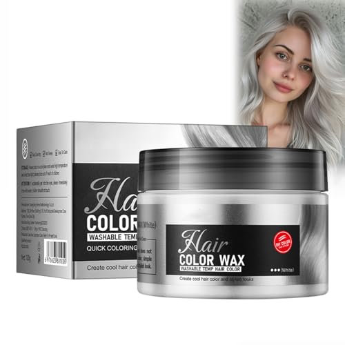 Tinte de pelo blanco temporal, 4,23 oz, crema instantánea para el cabello, lodo natural, cera para el cabello, tinte para el cabello, cera para hombres y mujeres, cera de tinte para el pelo, cera para