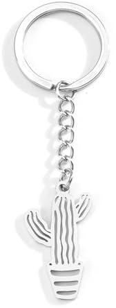 Tranbath Schlüsselanhänger Frauen Kaktus Edelstahl Charm, Süße Cartoon Cactus Kaktus Sommer Schlüsselanhänger Geschenk, Personalisierte Taschen Anhänger Pflanzen Geschenkideen für Frauen