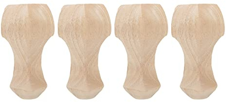 Tomedny Pieds de Meubles en Bois 4 pièces, Pieds de Meubles sculptés en Bois Massif Non Fini, Pieds de Remplacement de Style européen pour Armoire de canapé