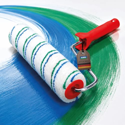 mako PROFI Malerwalzen-Set 25 cm - Farbwalze & Rollerbügel | Thermofusionierter EASYTEX-Belag, 9 mm Florhöhe, 48 mm Walzenkern - für glatte & raue Wände