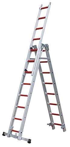 Dönges Feuerwehr-Multifunktionsleiter DIN EN 1147, 3-teilig (Multifunktionsleiter Feuerwehrleiter Schlauchüberführung) Packmaß: 230 x 58 x 20 cm/Länge als Stehleiter: 230 cm