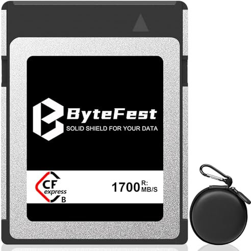 ByteFest 256GB Scheda Memoria Digitale CFexpress Type B Con Custodia Portatile, NVMe PCIe 3.0, fino a 4K/6K/8K RAW Video e Foto, Compatibile Con Nikon Z6/Z7/Z9/D5/D6, Canon EOS-1DXMark III/EOS-R3/R5