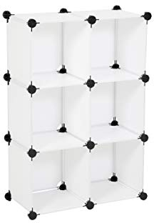 Ribelli® Regalsystem aus Kunststoff, Kinderzimmerregal, Garderobeschrank 6 Kubus, modularer Speicher-Organisator, Stufenregal für Kleidung, Schuhe, Spielzeug und Bücher (Steckregal)