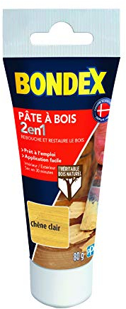 BONDEX - Pâte à bois - Retouche et restaure le bois - Sec en 30 min - Chêne clair - 80g