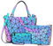 LOVEVOOK Handtasche Set Damen, Geometrische Holographic Taschen, 3pcs Umhängetasche Henkeltasche Geldbörse PU Leder, Leuchtende Schultertasche, Beste Geschenk für Frauen, A-3 Sets