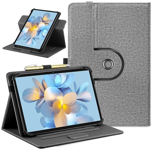 Easyacc Universal Hülle für Honor Pad X8a /Blackview Tab90 Tab60 WiFi/SGIN Tablet/Cheerjoy Tablet/COLORROOM Tablet, 360 Grad Drehbarer Hülle für 10-11 Zoll Tablet, Grau