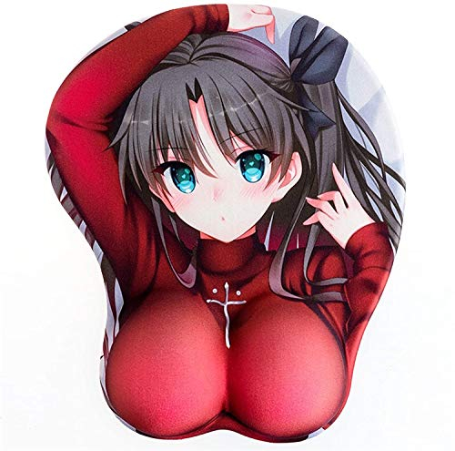 fonyell Fate Stay Night-rin Tohsaka Gel Tapis de souris de jeu 3D avec repose-poignet Tissu 2 voies antidérapant pour clavier d'ordinateur portable de bureau
