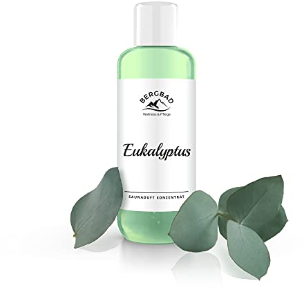BERGBAD 250ml Saunaaufguss Eukalyptus, wohltuendes, erfrischendes Sauna-Aufgussmittel ohne Alkohol - kein Gefahrgut, perfekt für Reisen oder sensible wie Heimsauna Umgebung da nicht brennbar