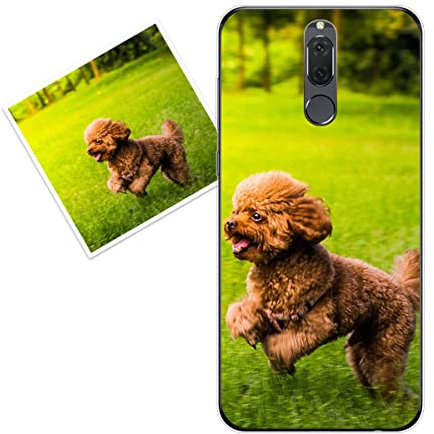 KARTXITAI Cover Personalizzata Compatibile con Huawei Mate 10 lite con Foto Testi logo,Custodia Morbido TPU Silicone Gel Trasparente Custom Case con Immagine,Testo+1 x Cinturino Universale