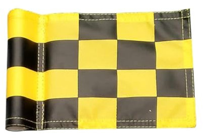 DRSUMLF Golf Flag, Black Yellow, 8L x 6H, Checkered, Waterproof Nylon, Indoor/Outdoor, General Use, Golf Flag