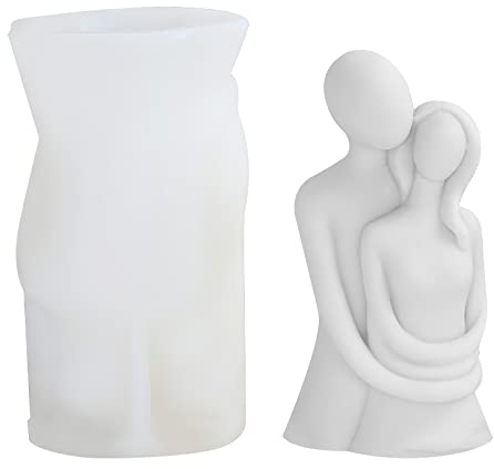 TNSLAND 3D Körper Kerzenform, Silikonform Kerzen Körper Paar Umarmen Kerzenformen Handgemachtes DIY Silikon Kerzenherstellung, für Handarbeit Ornamente Duftkerze Handgefertigte Seife (White Couples)