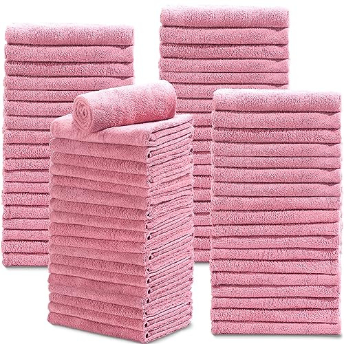 Newwiee 72er-Pack Mikrofaser-Handtücher, bleichsicher, im Großpack für den Salon, 45,7 x 76,2 cm, fusselfrei, trocknen Haare, Handtücher für Haare, Fitnessstudio, Bad, Spa, Rasur, Friseur (Rosa)