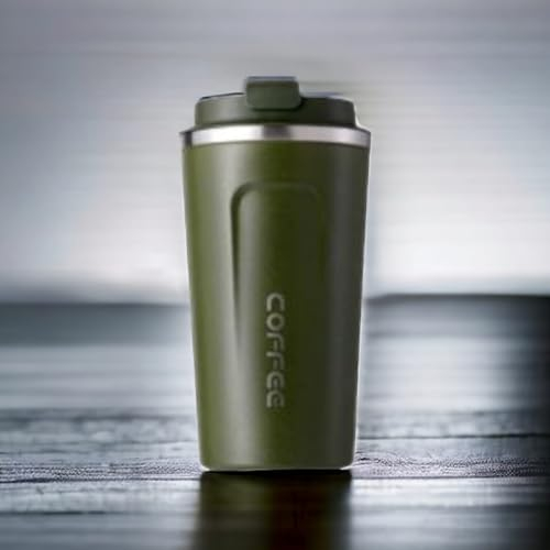 Taza de Café 380mL Verde, Termo Cafe para Llevar 304 Acero Inoxidable Reutilizables Vaso Termico Cafe Antigoteo para Coche, Termo Café Hermético para Café Frío y Caliente, Leche y Té