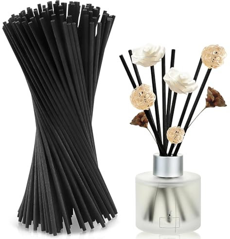 Duftstäbchen Nachfüllpack Raumduft Stäbchen Rattanstäbchen Holzstäbchen für Raumduft 30cm x 3mm 100Stk Reed Diffuser Diffuserstäbchen Fiber Aroma Stäbchen Schwarz