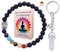 Chakra Armband Echte Heilsteine, Lavastein und Buddha-Perle + Heftchen zur Bedeutung + Bergkristall-Schlüsselanhänger. Chakren Perlenarmband aus 6mm Naturstein. Meditation Zubehör. Yoga Schmuck.