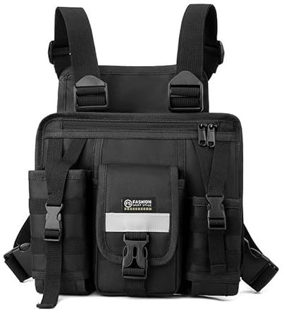 Outdoor Sports Chest Bag for Men - Chest Bag for Phone Holder, Hip Hop Bag, EDC Rig Pouch Vest for Can Hold 300ML Water Bottles,Chest Rig Pouch for Workouts Running Cycling Hiking