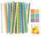 50 Pièces Paille Plastique, Paille Reutilisable Coloré, Paille avec Brosses de Nettoyage, Pailles Réutilisables Plastique, Paille Bubble Tea pour Smoothie, Cocktail, Milk-shake