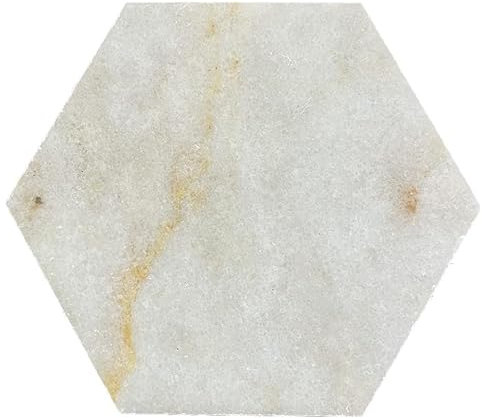 Lot de 14 carreaux de mosaïque, marbre, pierre naturelle, 20,32 cm, hexagonal, doré, en marbre poli, pour sol, mur, salle de bain, WC, douche, cuisine, revêtement de comptoir, revêtement de baignoire