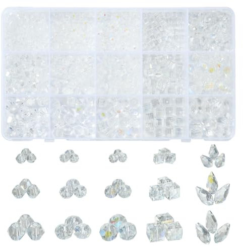 UR URLIFEHALL Lot de 700 perles rondes à facettes en verre transparent en forme de goutte pour la fabrication de bijoux, bracelets, boucles d'oreilles, porte-clés