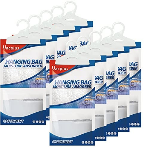 Vacplus Deumidificatore Armadio 10 Pezzi, 230g Sacchetti Umidità Armadio Appesi, Assorbi Umidità Senza Profumo, Antimuffa per Armadio, Deumidificatore per Bagno, Cucina, Studio, Blu, 30.0 x 16.0 cm