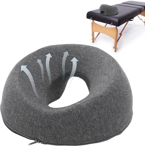 Yuragim Massage-Gesichtswiegenkissen, Massagekissen Kopf Loch, Massagekissen mit Loch für Kopf, U-förmiges Lochkissen Massage Kopfstütze für Bett aus Memorys-Schaum für Spa Salon Massagebett Büros