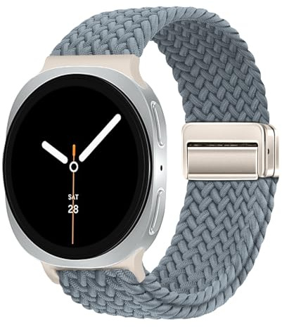 Geflochtenes Magnet Armband für Samsung Galaxy Watch 8 Armband 40mm 44mm/8 Classic 46mm Damen/Herren,Elastisch Nylon Stoff Sport Armbänder für Samsung Galaxy Watch 8 Classic Armbands 46mm/8 44 40mm